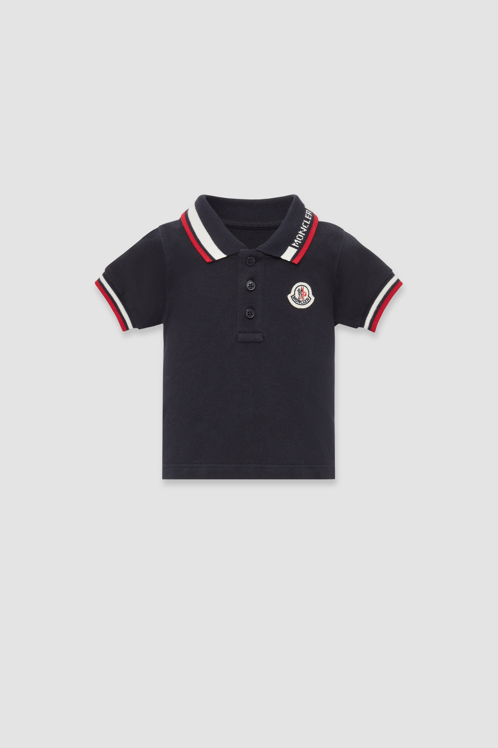 男婴三色饰边棉质珠地polo衫服装