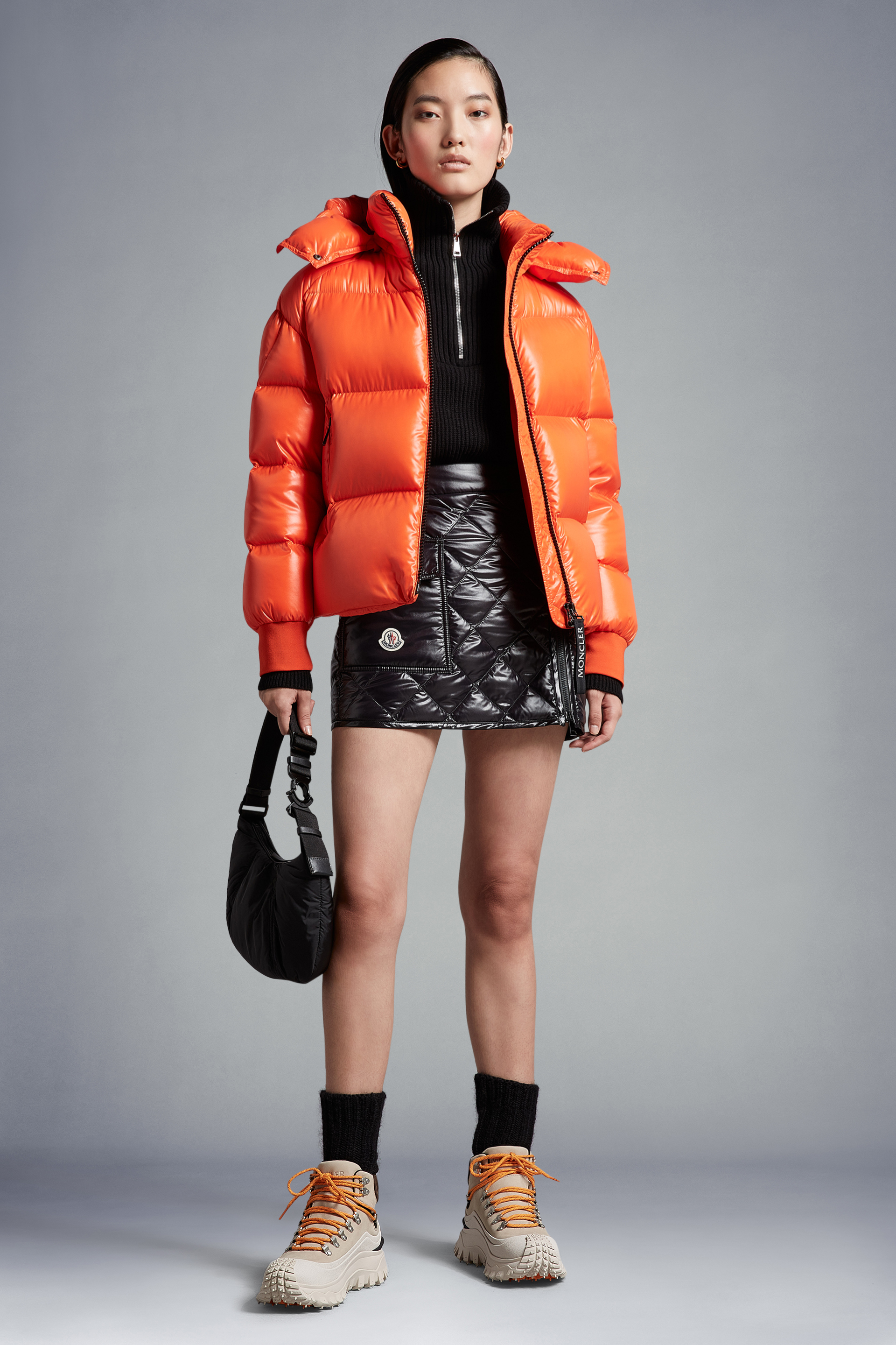 dinarka冬季短款女士羽绒服夹克外套 亮橙色 – 短款羽绒服 – 女装