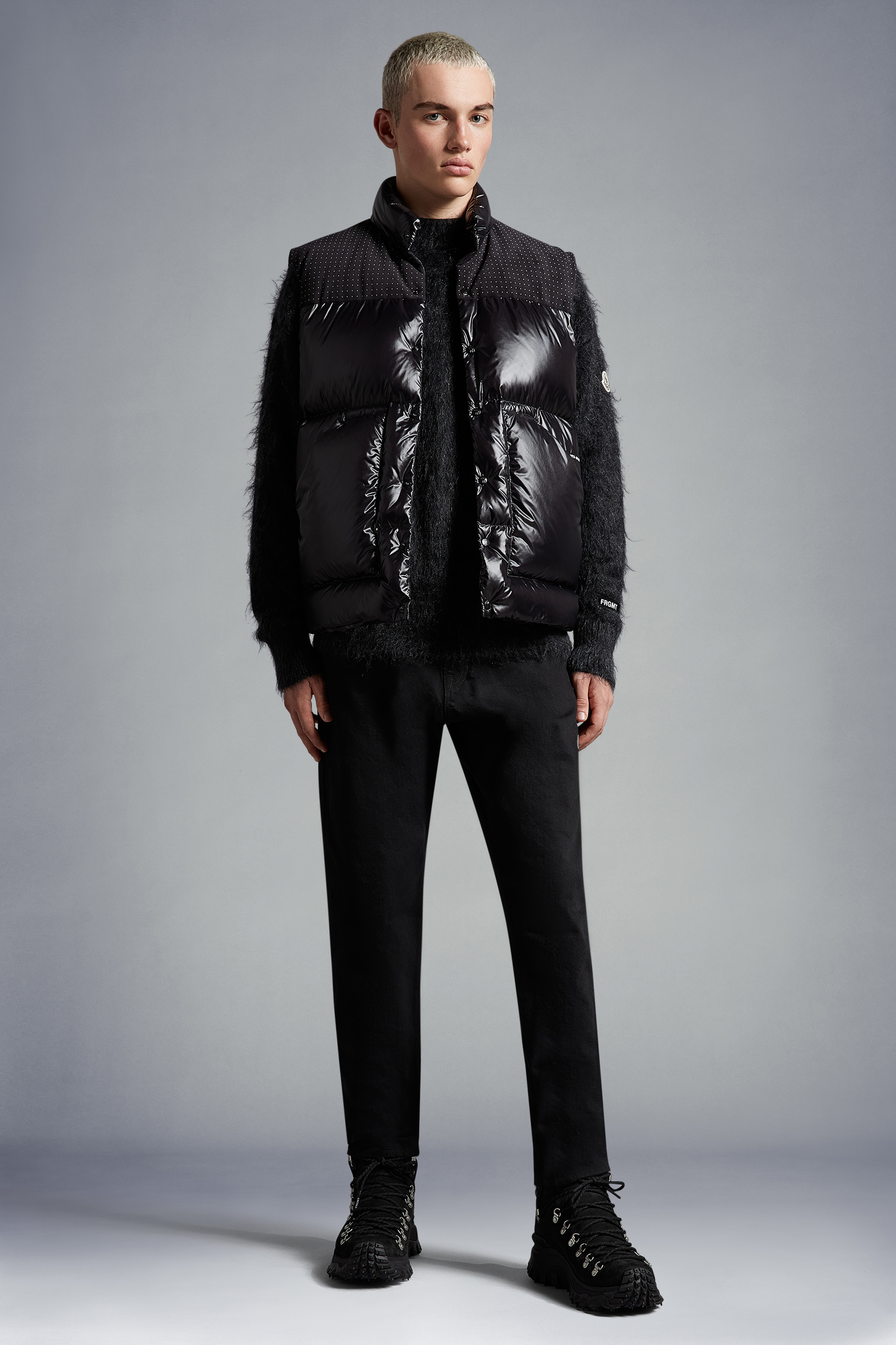 藤原浩Osten男士羽绒马甲黑色– Moncler x Frgmt – Genius