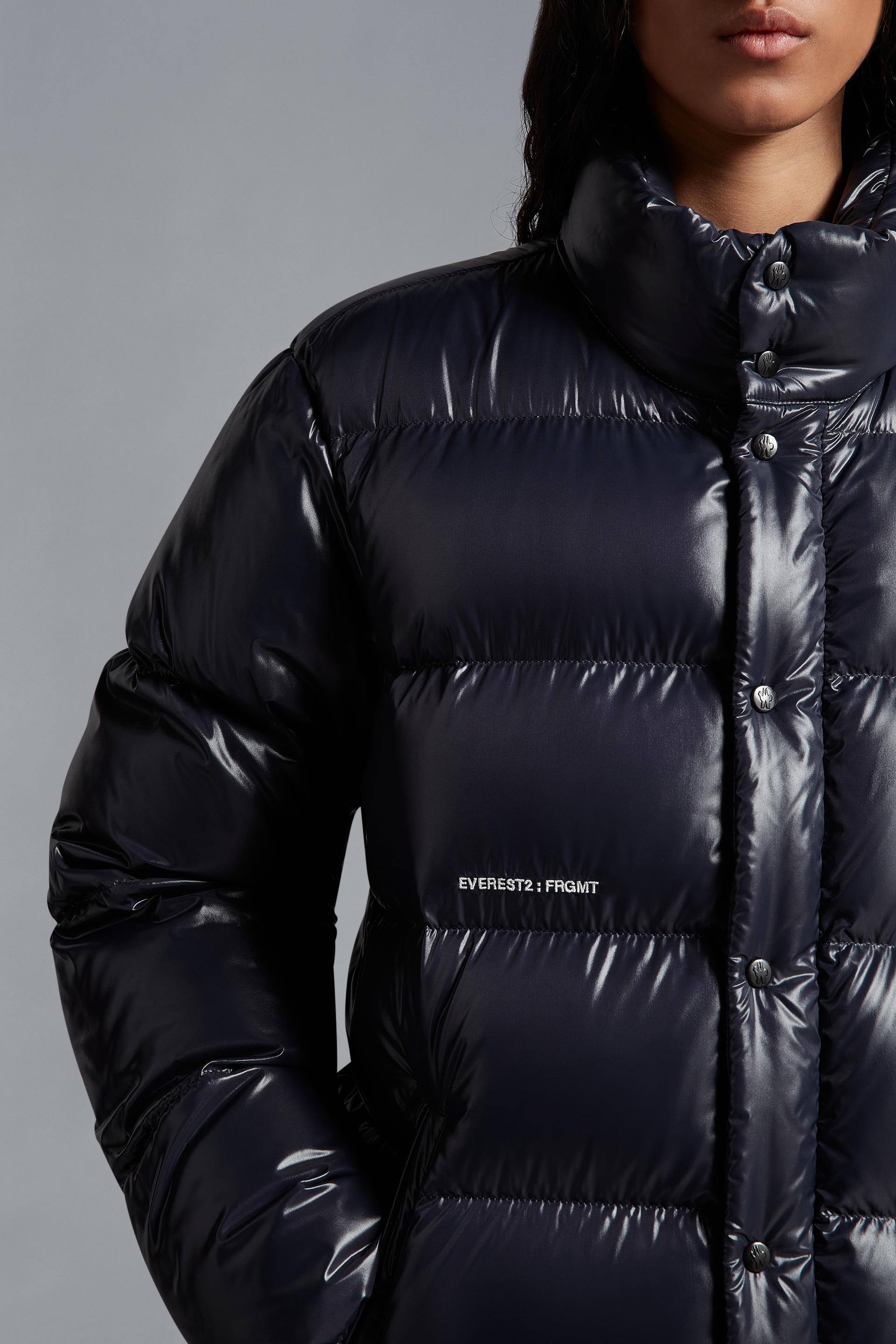 藤原浩Ryne男女款短款冬季羽绒服夹克外套海军蓝色– Moncler x