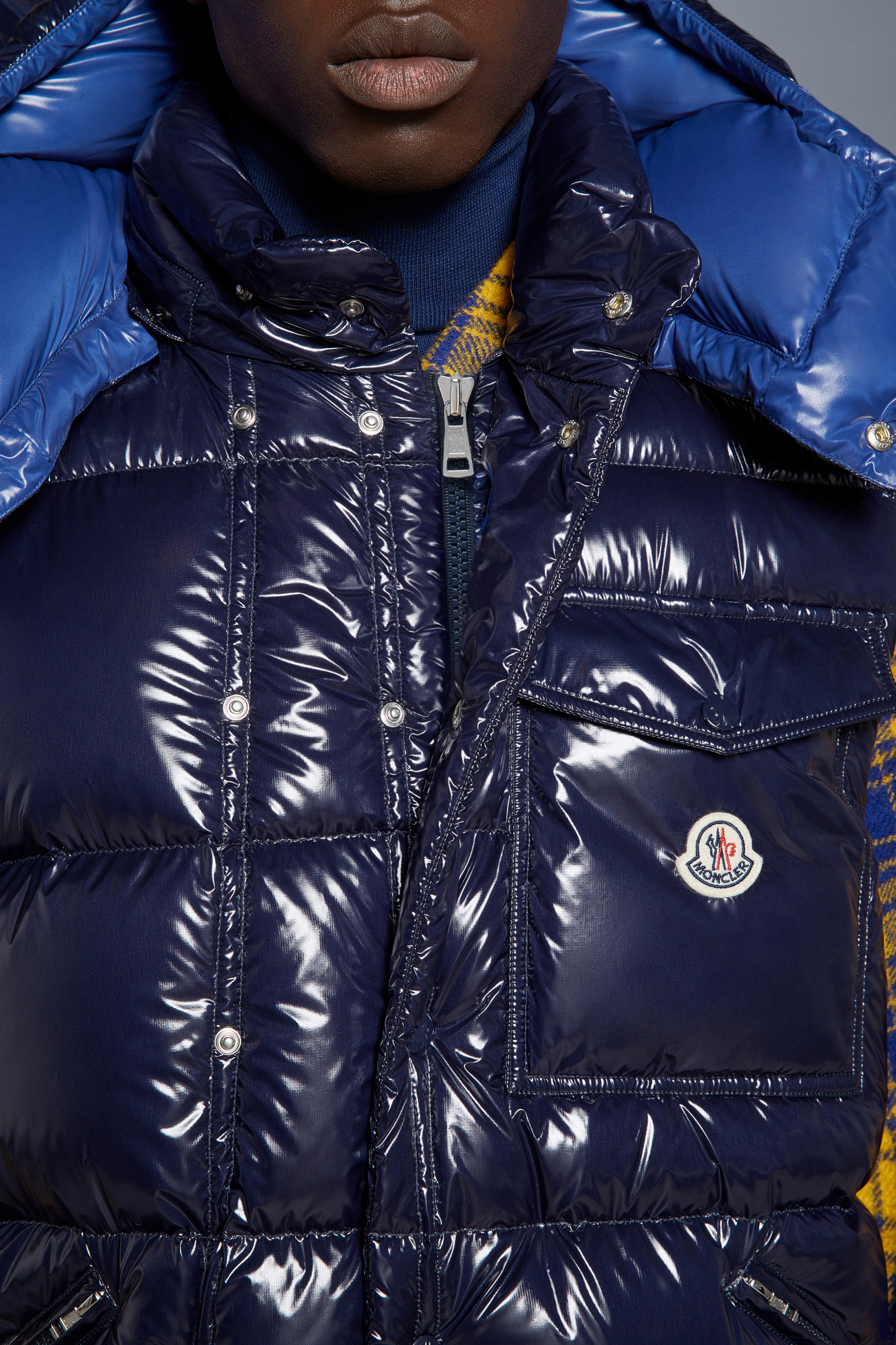 秋冬新品Moncler Karakorum男士短款衣袖可拆卸羽绒服夹克外套蓝色– 短