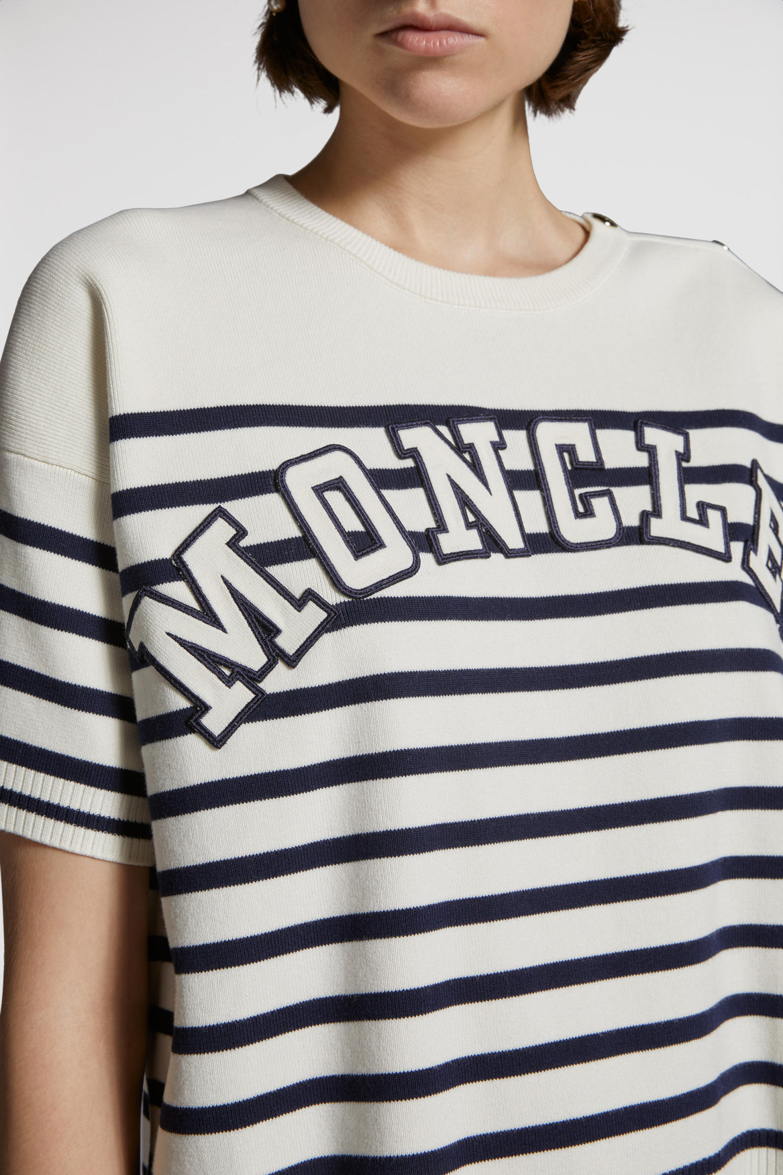 条纹标识圆领棉质短袖t恤 白色 & 蓝色 ╟ 女装 ╟ 女装 | moncler