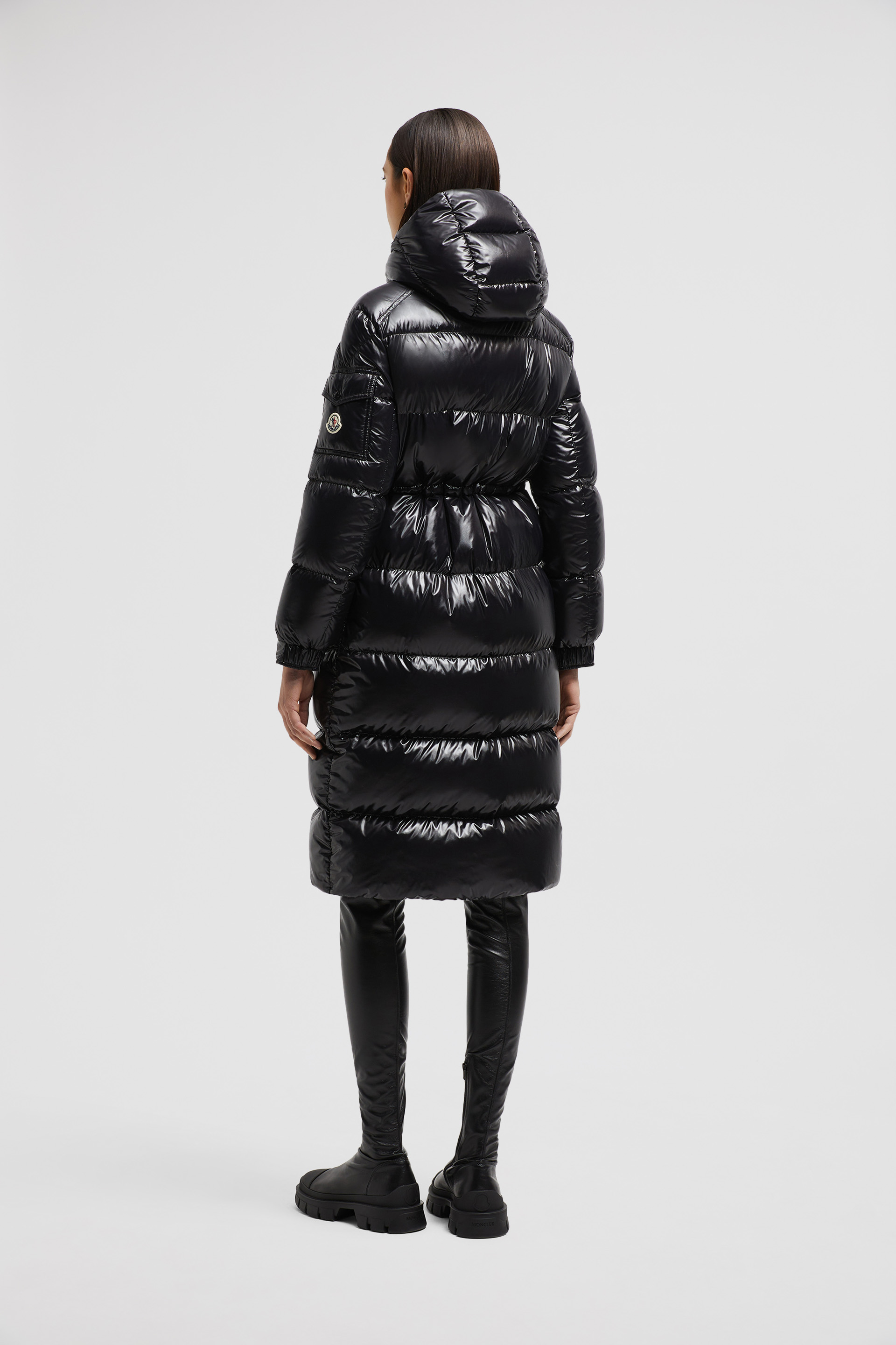 Cavettaz连帽长款羽绒夹克外套黑色– 长款羽绒服– 女装| Moncler